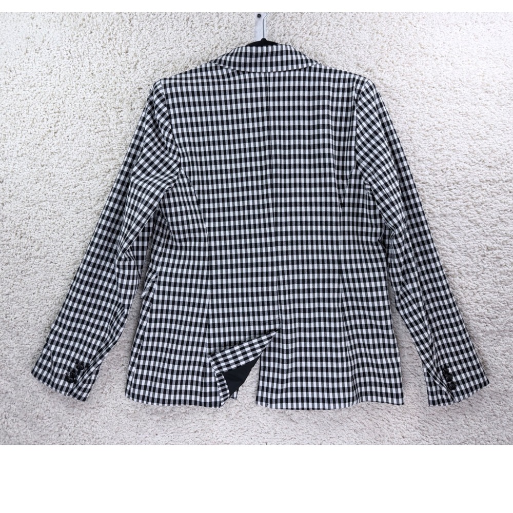 Anthropology Maison d'Amélie Blazer Large Black White Gingham Double Breasted - Picture 4 of 12